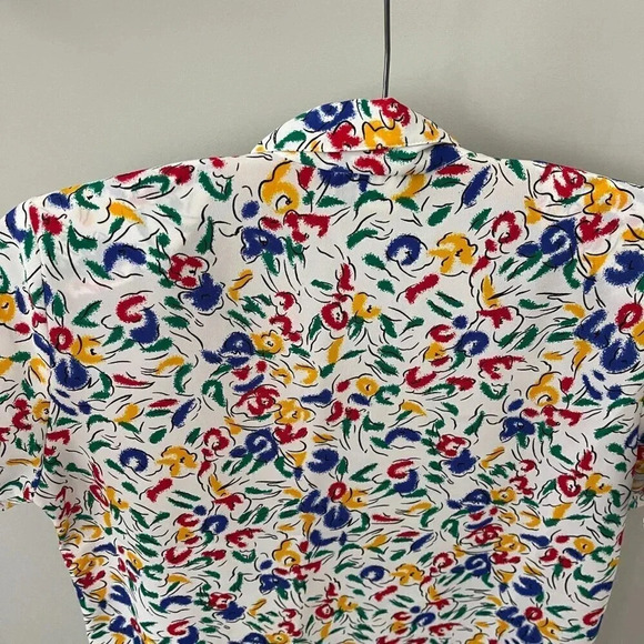 Vintage: Petite Impressions 90s Colorful White Floral Button Up - Size 4 - Picture 13 of 16